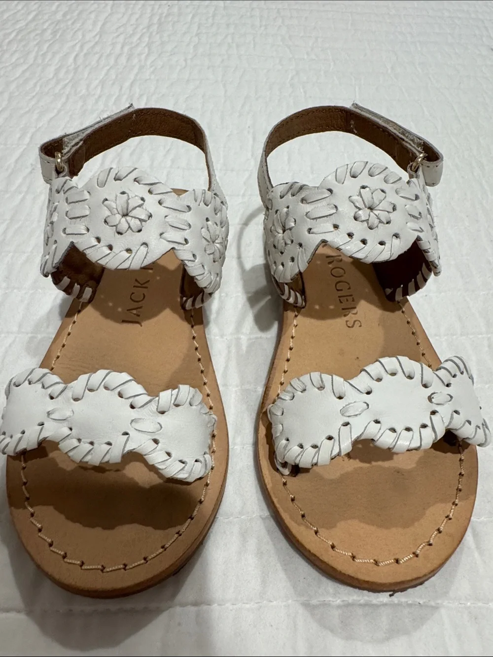 Toddler girl size 10 Jack Rogers White Leather Sandals